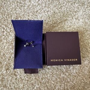 Monica Vinader Silver Earrings - Solitaire Diamond Small Stud Earrings